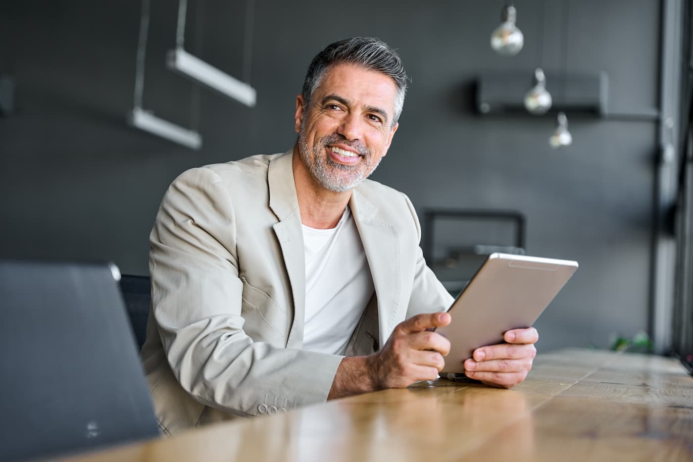 man holding tablet