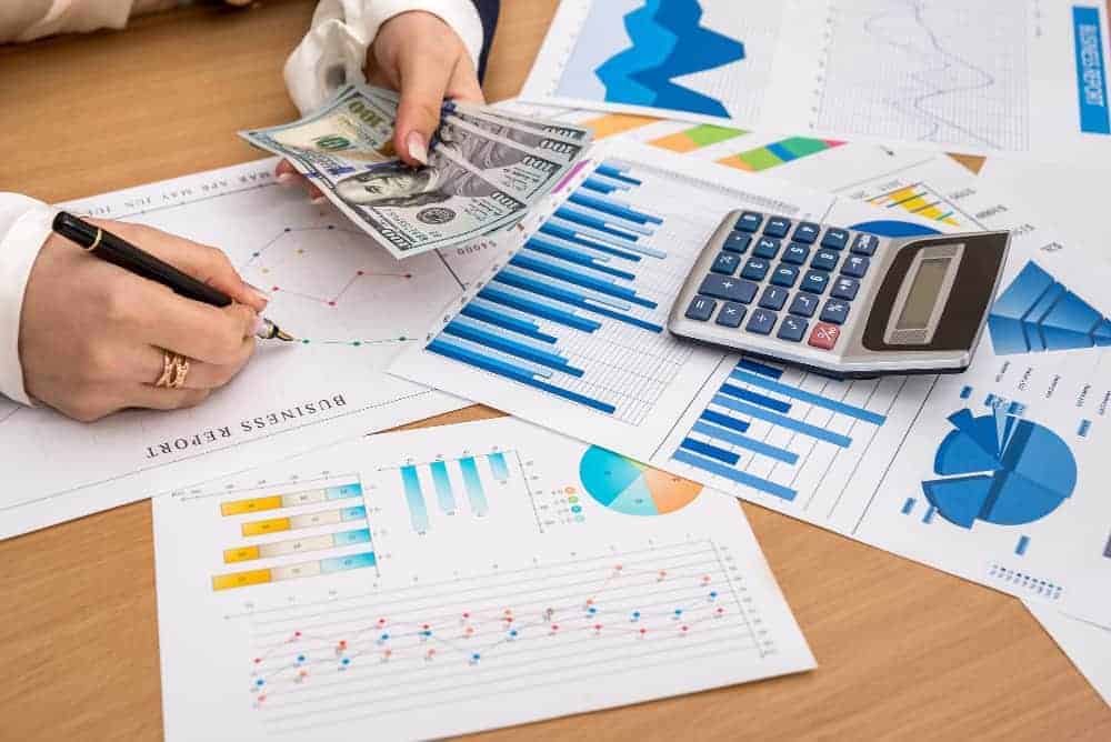 business woman counts money