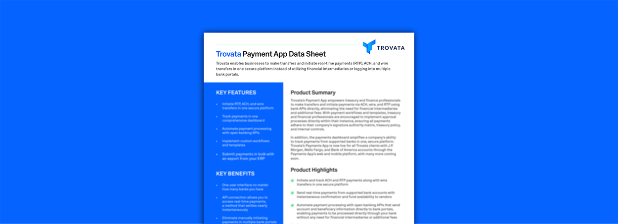 new product trovata payments app data sheet