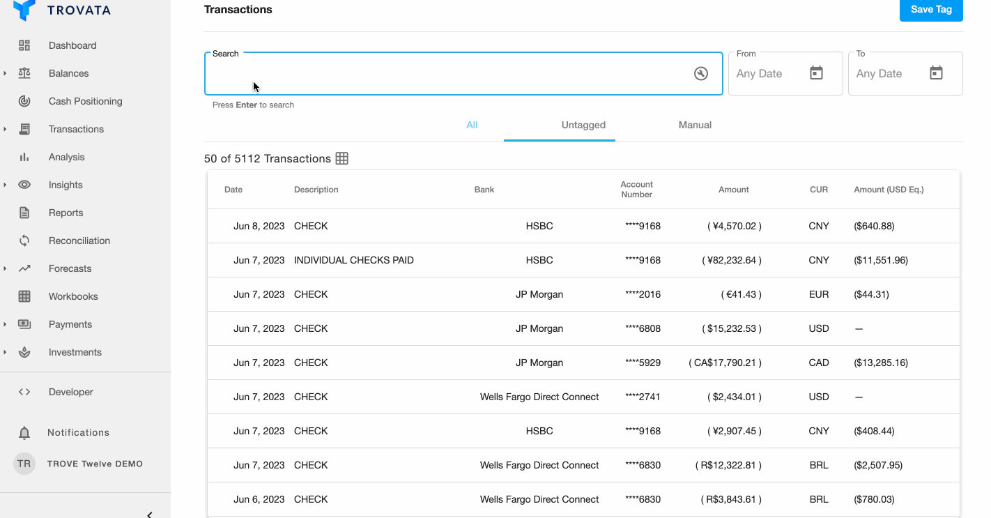 transaction search tql 2